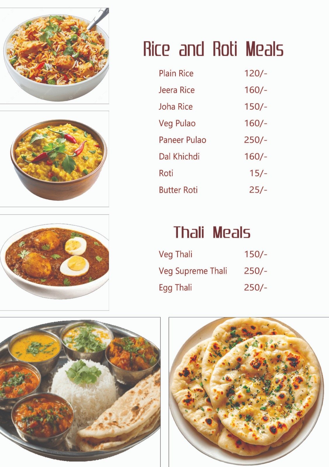 Rice Roti and Thali Meals